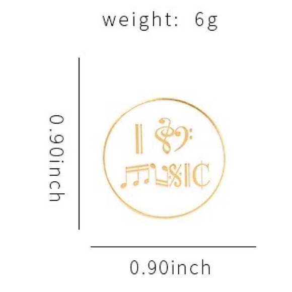 1 LEFT‼️ I Love Music Brooch Musical Notes Heart Enamel Gold Metal Musician Gift - Picture 5 of 7